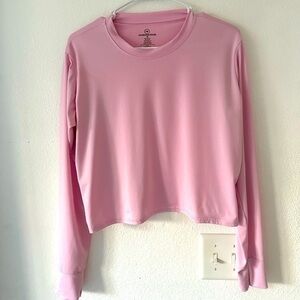 Long Sleeve Running Top Women’s M Pink Relaxed Fit Crew Neck Activewear Tee